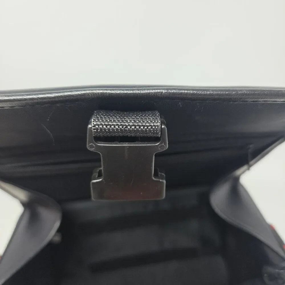 Vintage Official CANON Leather Case Black Red w/ Shoulder Strap 80s Footed